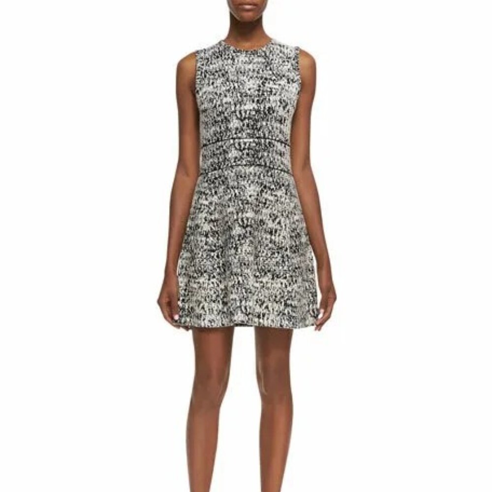 Theory Sleeveless Sweater Dress Alancy Tweedscape Black White Medium M Office